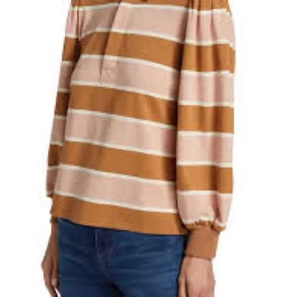 Veronica Beard Striped Rugby Polo Shirt - Picture 2 of 7